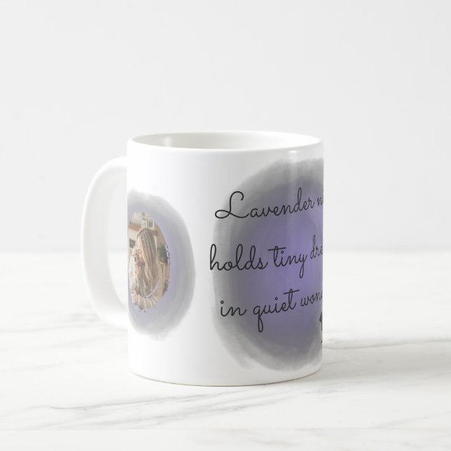 Lavender Watercolor Chihuahua Custom Photo Kaffeetasse (Vorderseite Links)