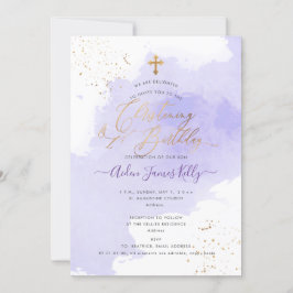 Lavender Watercolor Christening+1. Geburtstag Invi Einladung