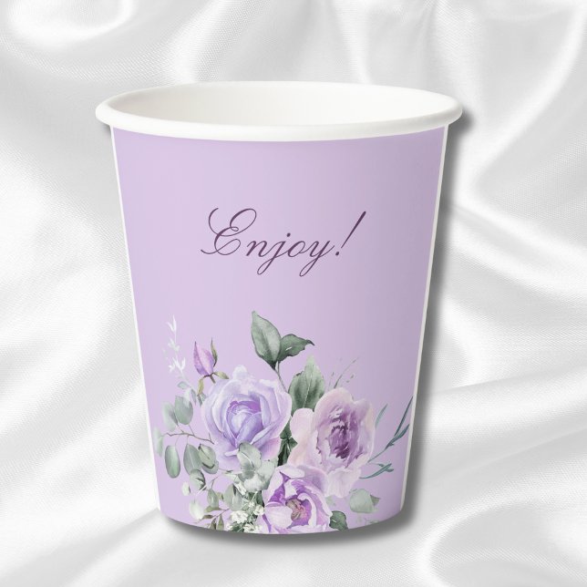 Lavender Watercolor Floral Baby Dusche Pappbecher (Von Creator hochgeladen)