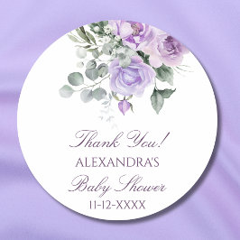 Lavender Watercolor Floral Baby Dusche Vielen Dank Runder Aufkleber
