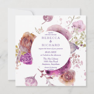 Lavender Watercolor Floral Wedding Einladung