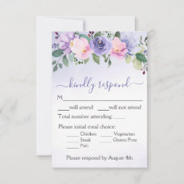 Lavender Watercolor Floral Wedding RSVP Karte