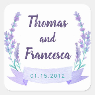 Lavender Watercolor Floral Wedding Sticker