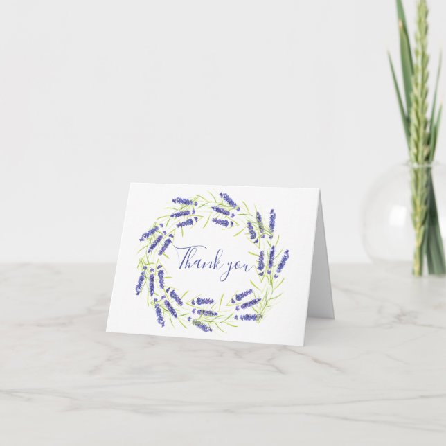 Lavender Watercolor Floral Wedding Vielen Dank Dankeskarte (Vorderseite)
