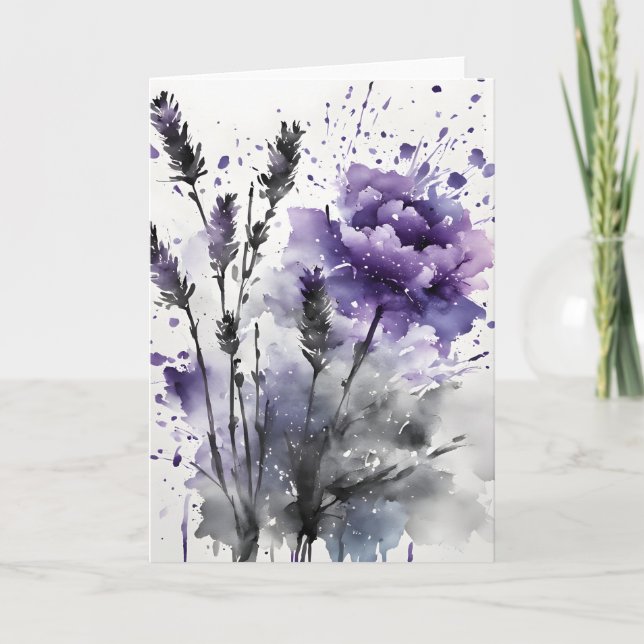 Lavender - Watercolor flowers Karte (Vorderseite)