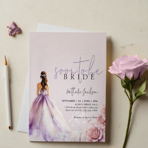 Lavender Watercolor Gown Brautparty Einladung