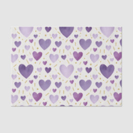 Lavender Watercolor Hearts with Gold Sparkle Seidenpapier