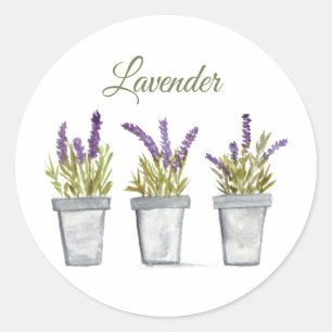 Lavender Watercolor Herbs Küche Lila Runder Aufkleber