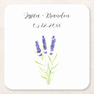 Lavender Watercolor Lila Boho Floral Wedding Rechteckiger Pappuntersetzer