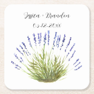 Lavender Watercolor Lila Boho Floral Wedding Rechteckiger Pappuntersetzer