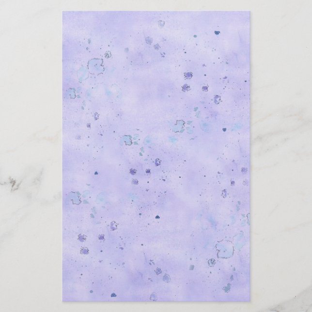 Lavender Watercolor Pastell Wash Spatter Briefpapier (Vorderseite)