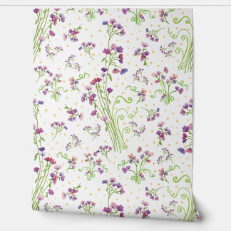 Lavender Watercolor Pattern Floral Art Print Tapete