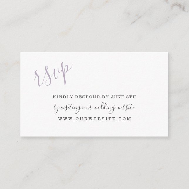 Lavender Watercolor Petals Hochzeit RSVP online Begleitkarte (Vorderseite)