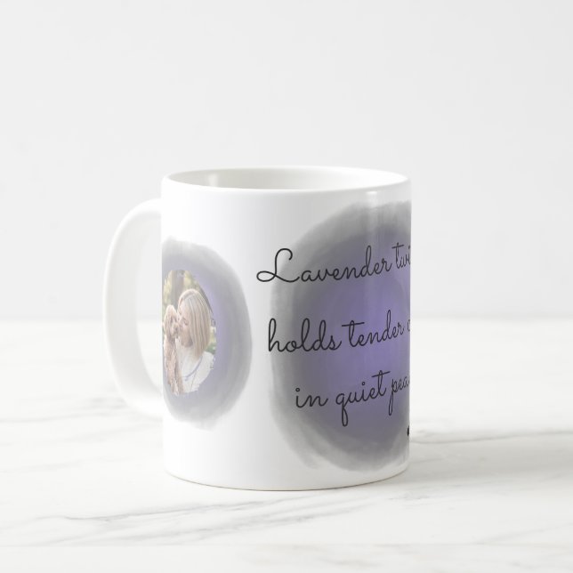 Lavender Watercolor Poodle Two-Photo Personalized Kaffeetasse (Vorderseite Links)