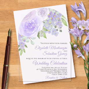 Lavender Watercolor Rose Elegantes Arch Wedding Acryleinladungen