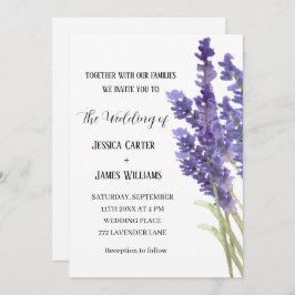 Lavender Watercolor Rustikale Elegante Hochzeit Einladung