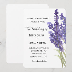Lavender Watercolor Rustikale Elegante Hochzeit Einladung
