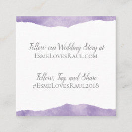 Lavender Watercolor Wedding Info Card Quadratische Visitenkarte