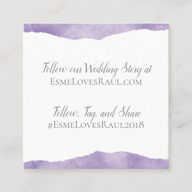 Lavender Watercolor Wedding Info Card Quadratische Visitenkarte (Vorderseite)