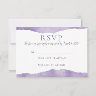 Lavender Watercolor Wedding UAWG RSVP Karte