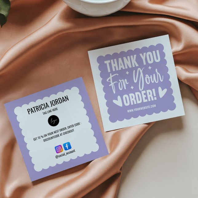 Lavender Wave Order Danke LOGO Social Icon Quadratische Visitenkarte (Von Creator hochgeladen)