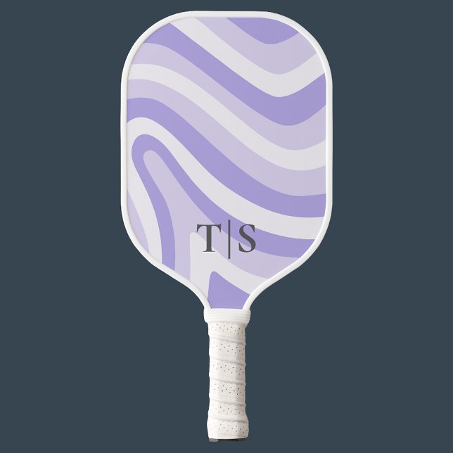 Lavender Wavy Stripe Monogram Pretty Pickleball Schläger (Lavender Wavy Stripe Monogram Pretty Pickleball Paddle
)