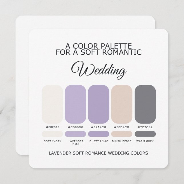 Lavender Wedding Color Palette Card Einladung (Vorne/Hinten)