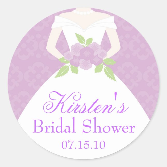 Lavender Wedding Dress Brautparty Runder Aufkleber (Vorderseite)