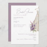 Lavender Wedding Dress Bridal Dusche Einladung