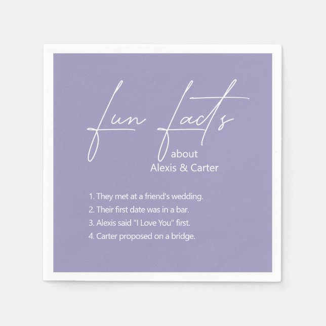 Lavender Wedding Fun Fakten Serviette (Vorderseite)