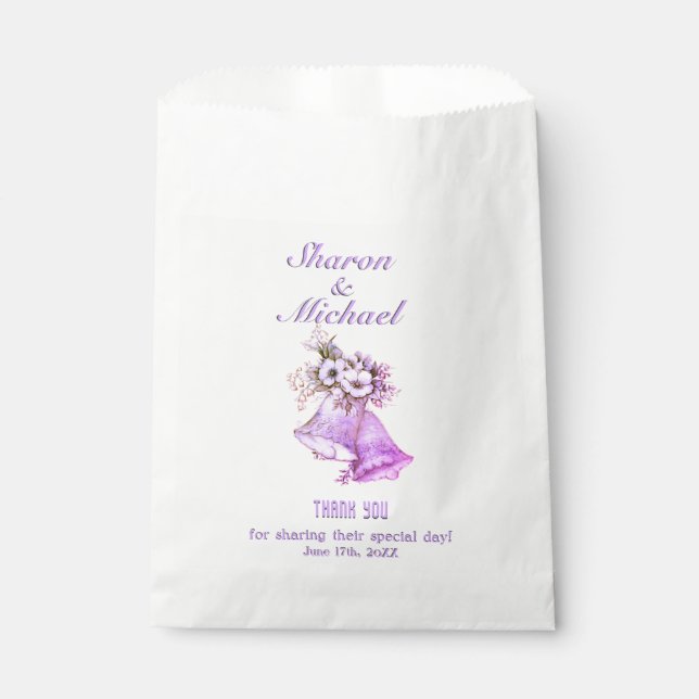 Lavender Wedding Glocken bevorzugen Taschen Namen  Geschenktütchen (Vorderseite)