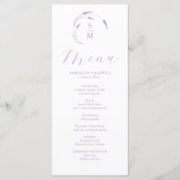 Lavender Wedding Menus Einfache Monogram