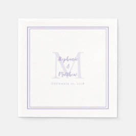 Lavender Wedding Monogram Modern Initial & Names Serviette