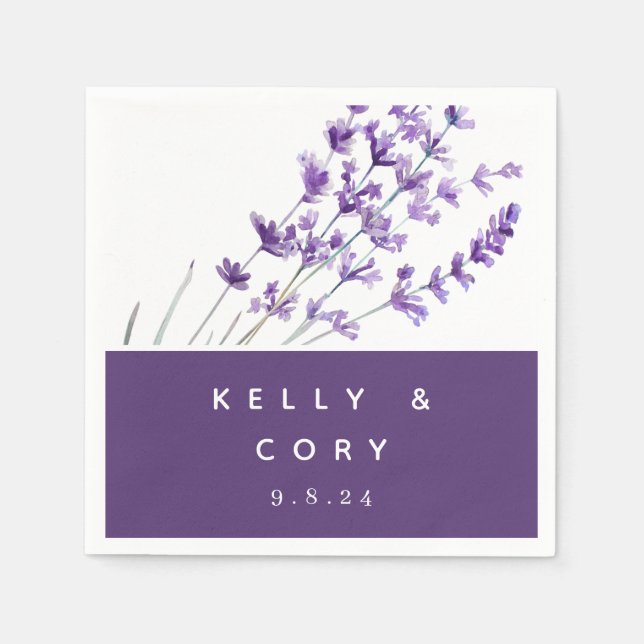Lavender Wedding Paper Napkin Serviette (Vorderseite)