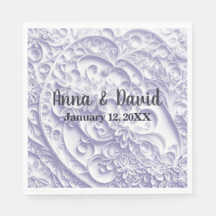 Lavender Wedding Paper Quilling Daisy Design Serviette
