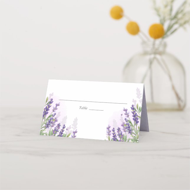 Lavender Wedding Platzkarte Rustic Pastel Lila (Vorderseite)