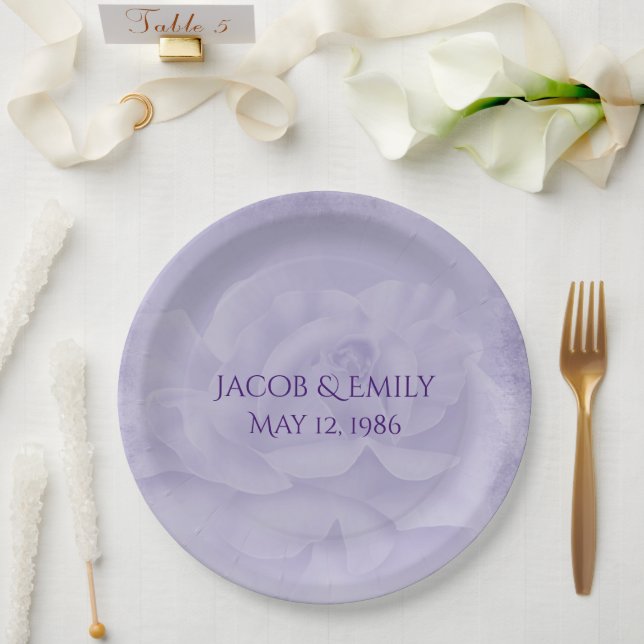 Lavender Wedding Rose Pappteller (Hochzeit)