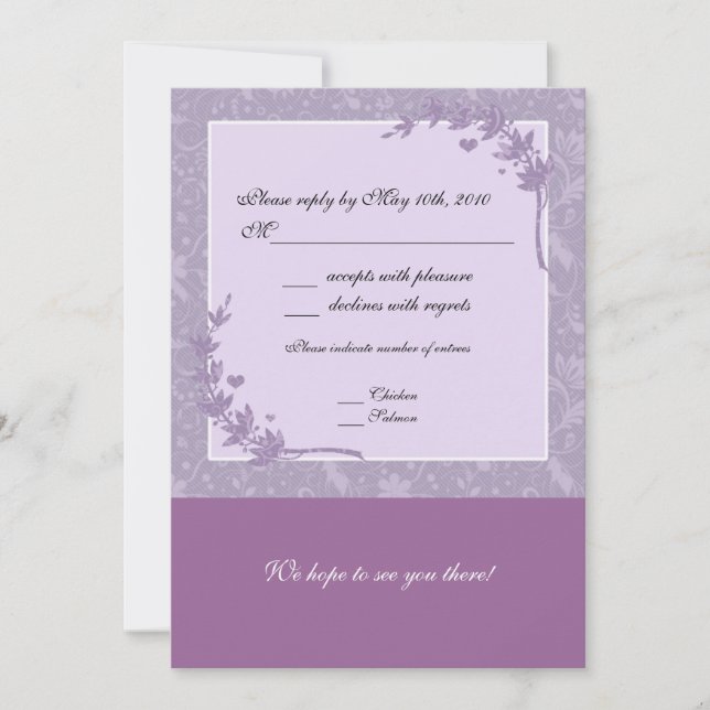 Lavender Wedding RSVP Note Card Einladung (Vorderseite)
