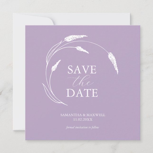 Lavender Wedding Speichern Sie die Date-Vorlagen Einladung (Vorderseite)