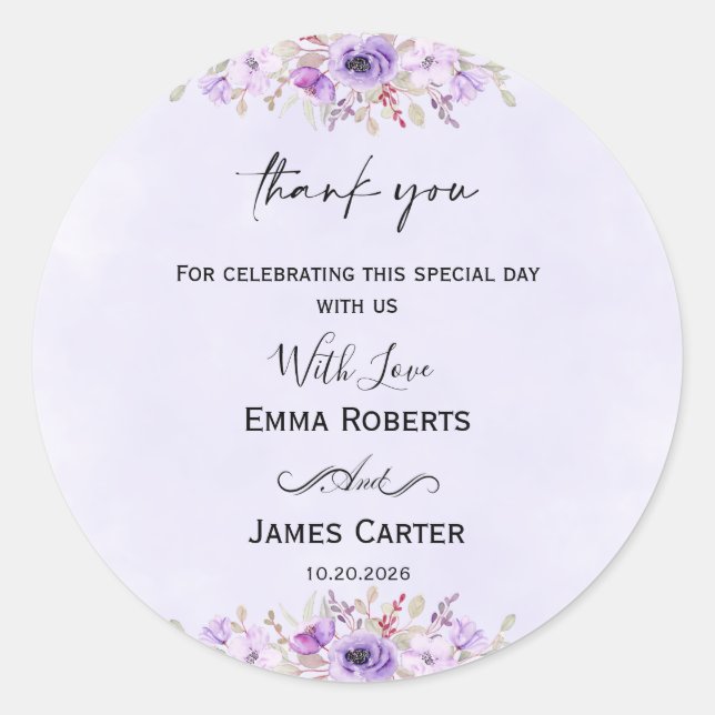 Lavender Wedding Stickers - florale Vinyl Decals (Vorderseite)