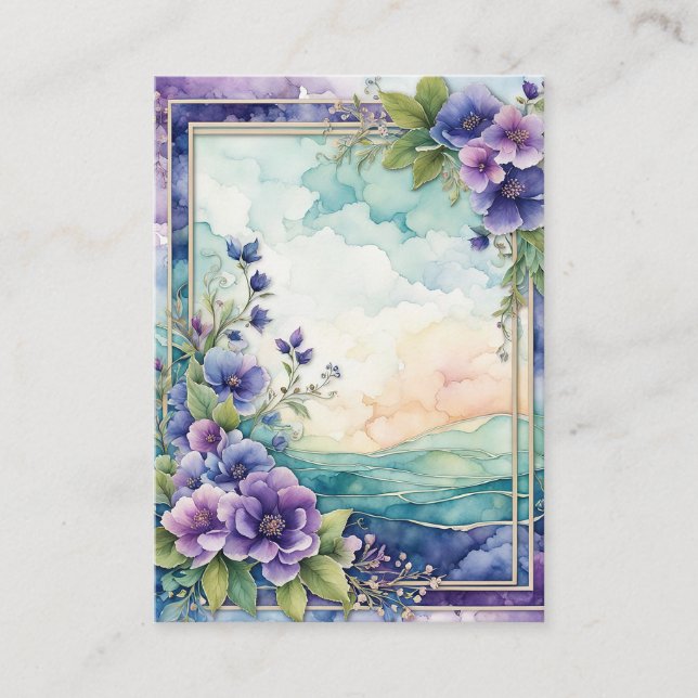 Lavender Whimsy Artistic Floral Border Visitenkarte (Vorderseite)