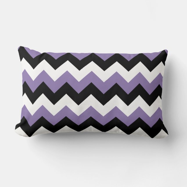 Lavender White Black Zigzag Lendenkissen (Vorderseite)
