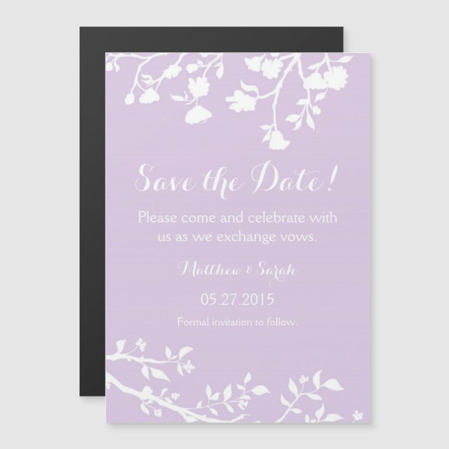 Lavender White Blume Speichern Sie das Date Magnet (Vorne/Hinten)