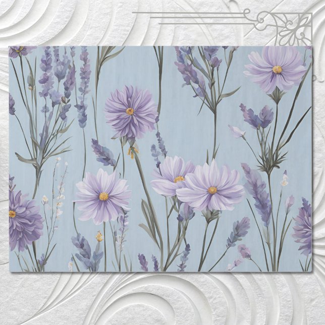 Lavender White Daisy Boho Wildblume Decoupage Seidenpapier (Von Creator hochgeladen)