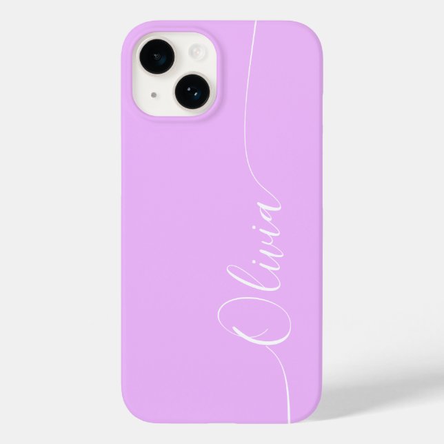 Lavender White Elegant Calligraphy Script Name Case-Mate iPhone Hülle (Rückseite)