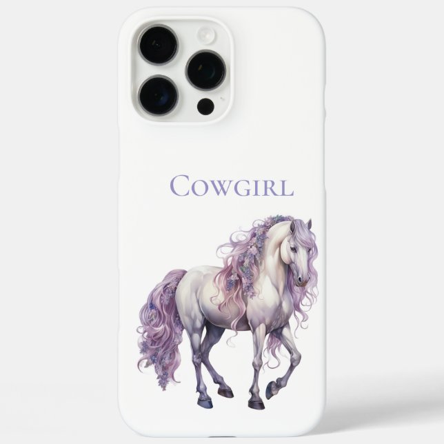 Lavender White Floral Horse Cowgirl Case-Mate iPhone Hülle (Rückseite)