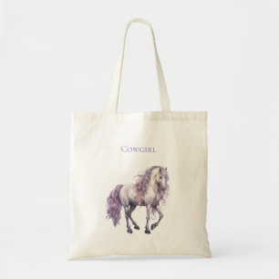 Lavender White Floral Horse Cowgirl Tragetasche