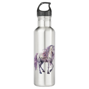 Lavender White Floral Horse Edelstahlflasche