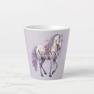 Lavender White Floral Horse Milchtasse