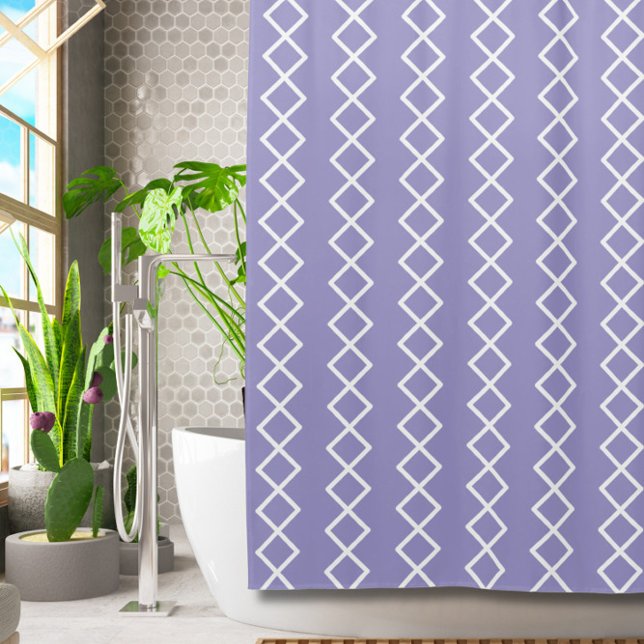 Lavender White Geometric Duschvorhang (Von Creator hochgeladen)